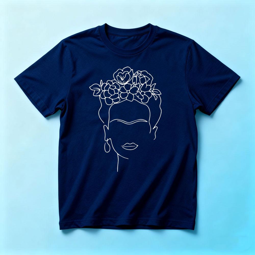 Frida Face Line Art Shirt Frida Kahlo Salute and Remember The Clothing Frida Kahlo Portrait T-shirt Simple Women Tee Tops