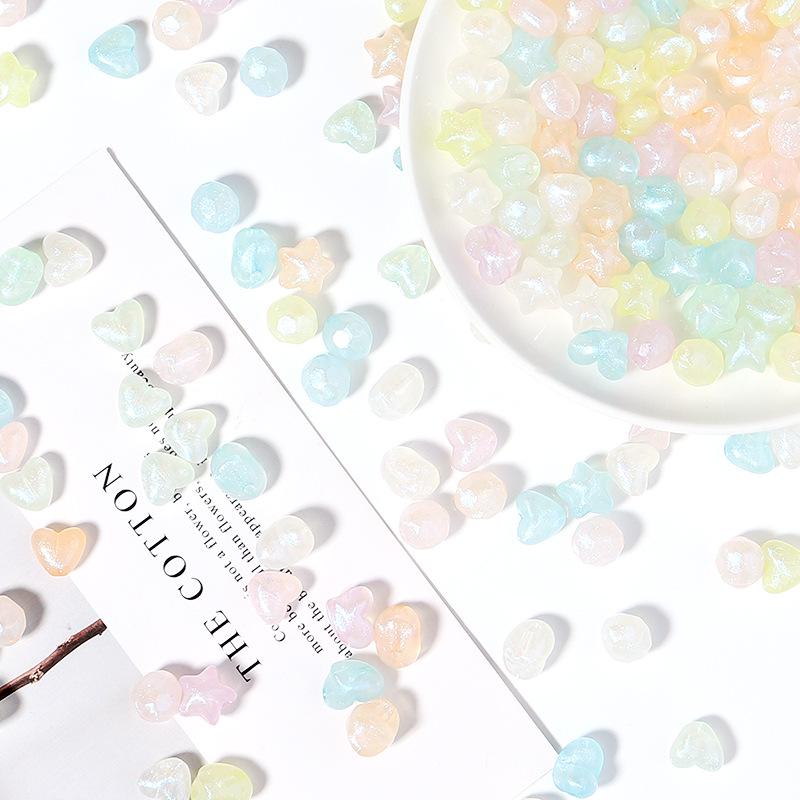 Acrylic Translucent Candy Color Heart & Star Beads, 100 Pieces/Pack, DIY Bracelets Small Pendants.
