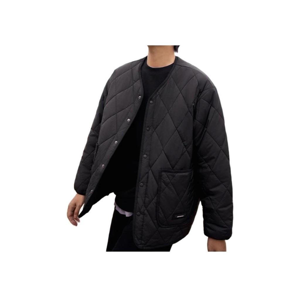 Li Ning CF Su Series Solid Color Single-Breasted Long Sleeve Cotton Jacket Unisex Jacket Black AJMT243-1