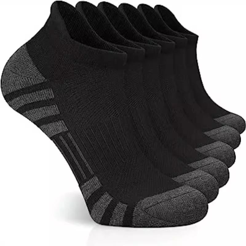 10Pairs Men Black White Grey Towel Bottom Sweat Absorbent Anti Odor Breathable Non Slip Ear Loop Short Socks for Running Sport