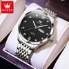 OLEVS 2943 Original Men's Quartz Wristwatch Waterproof Luminous Dual Calendar Business Luxury Diamond Watch for Man