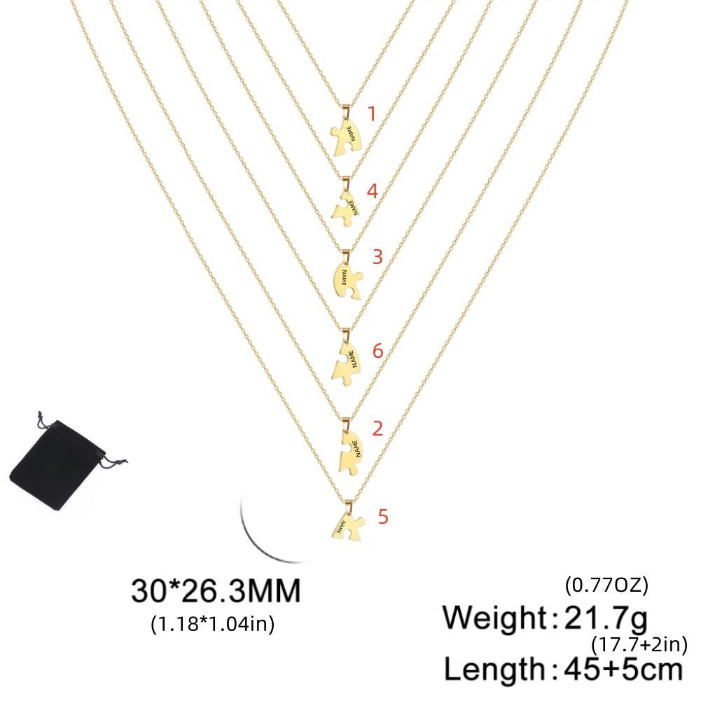 Customized Name Heart shaped Puzzle Necklace Stainless Steel Personalized Love Puzzle Friendship Necklace Family Jewelry Gift