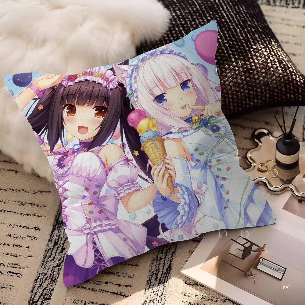 Cartoon Nekopara Classic Vintage Personalized Pillow Dust Cover Bedroom Kids Party Decoration Pillowcase Birthday Children Gift