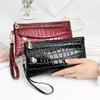 Zipper Clutch with Coin Storage Elegant Crocodile Pattern Faux Leather Wallet Envelope and Zip Pocket, Fashionable Long Clutch for Women