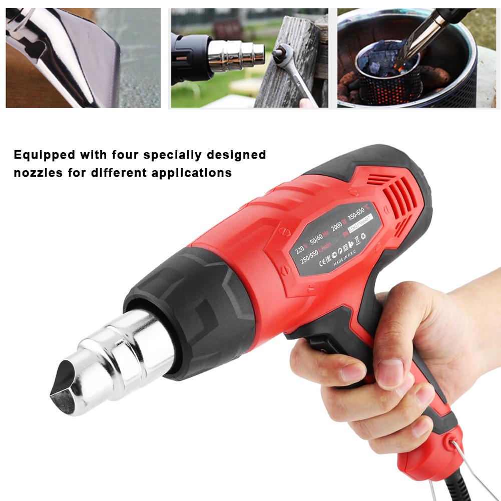 2000W Professional Heat Gun 350 650 Celsius (662 1202 Fahrenheit ) Hot Air Gun with 4 Nozzles