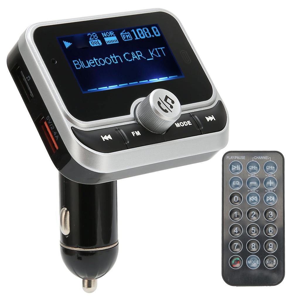 Trasmettitore FM Bluetooth Doppio USB 76MHz-108MHz Adattatore Radio Bluetooth Caricabatterie per Auto con Schermo da 1,8 Pollici