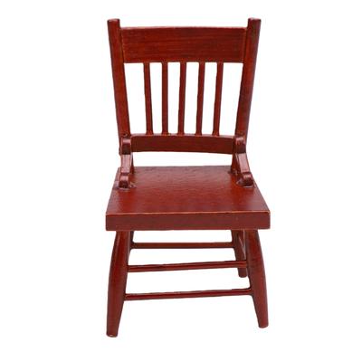 1:12 Scale Dollhouse Chair Miniature Furniture Decorative Wooden Chair for Dollhouse Model Display Chestnut Color