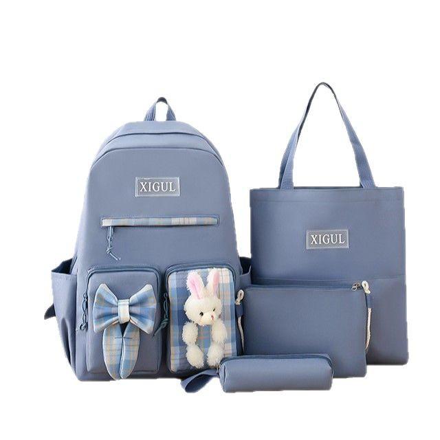 Schoolbag New Japanese Simple Girls Bag Casual Student Backpack Harajuku Four-piece Backpack Multifunctional Handbag