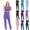 Unisex Pocket Hospital V-neck Fashion Scrub Suits Surgical Gown Uniform Set Joggers Solid Color