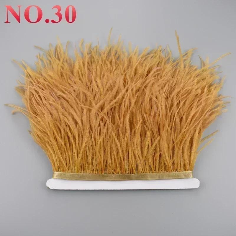 Feather10Meters Ostrich Feathers on Ribbon Tape 10-15cm 4-6" Feather Trim Boa for Clothes Sewing Trimmings Fringe Manmade Decorations