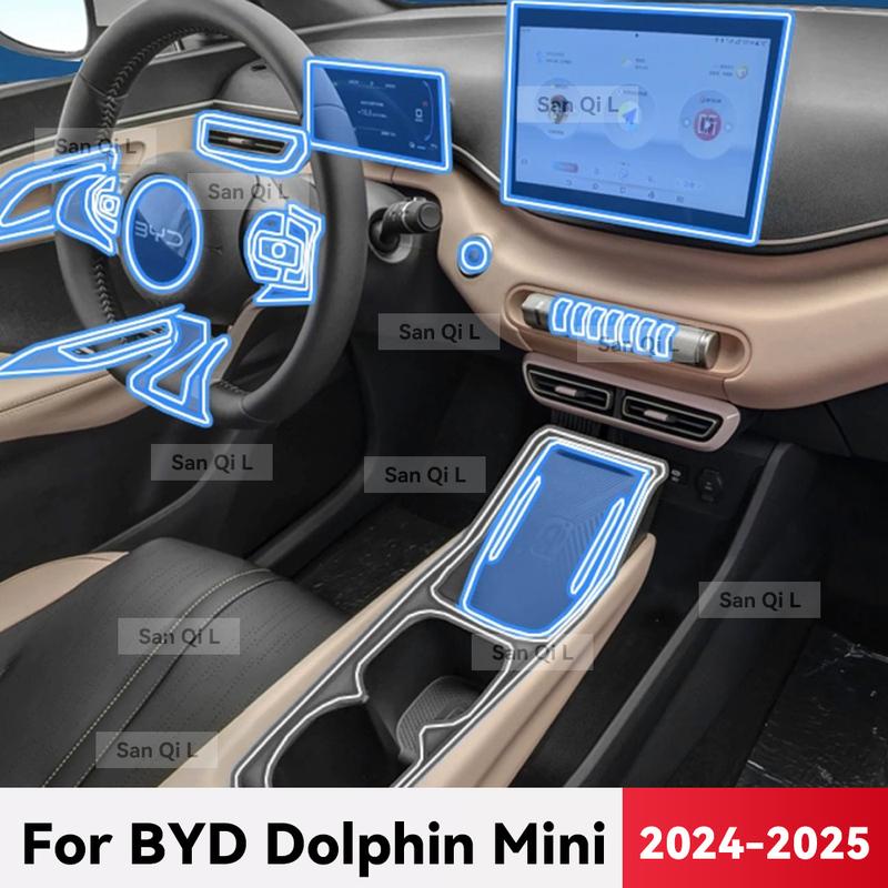 Transparent TPU For BYD DOLPHIN MINI SEAGULL Car Center Console Media Dashboard Navigation Anti-scratch Protector Interior Film