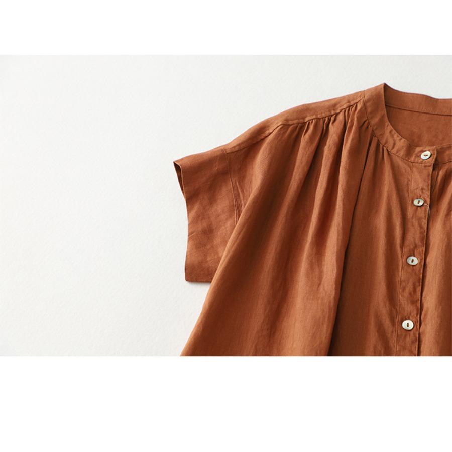 Summer Casual Japanese Women Pleated Short Sleeve Dress Vintage Loose Comfortable A-line Mid Length Dresses