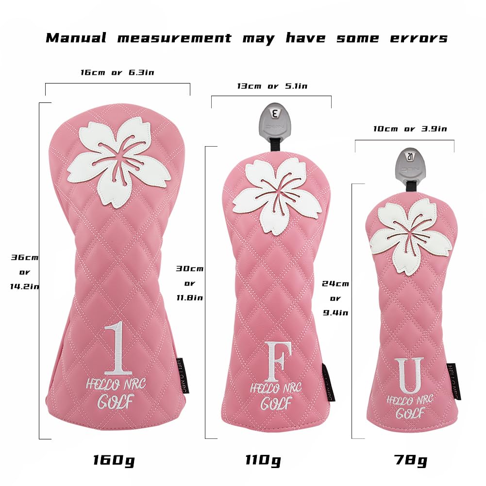 Head Cover Driver 440cc 460cc Golf Cover Wood Cover Utility Golf Head Cover UT Waterproof Sakura (White, DR)