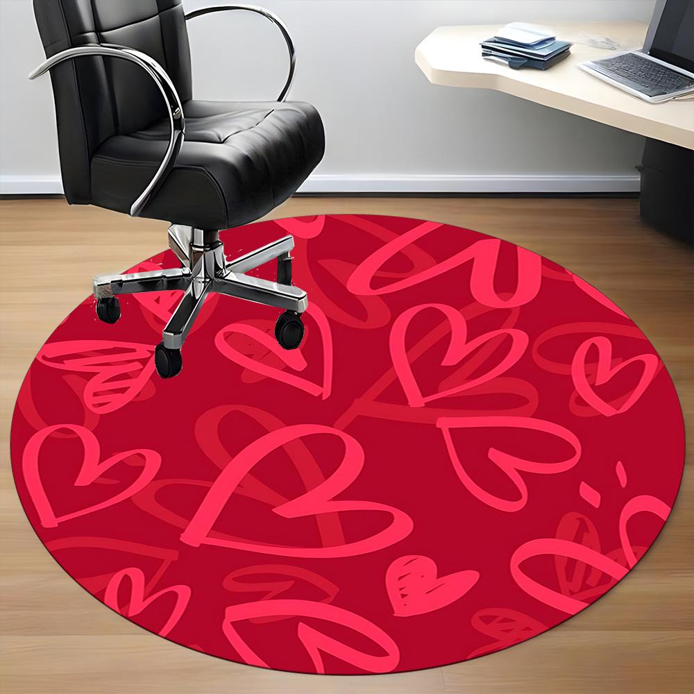 1pc Love Hearts Office Round Area Rug, Indoor Mat Suitable ForOffice, Under Office Chairs Bedroom Living Room Home Decor, Room Decot258