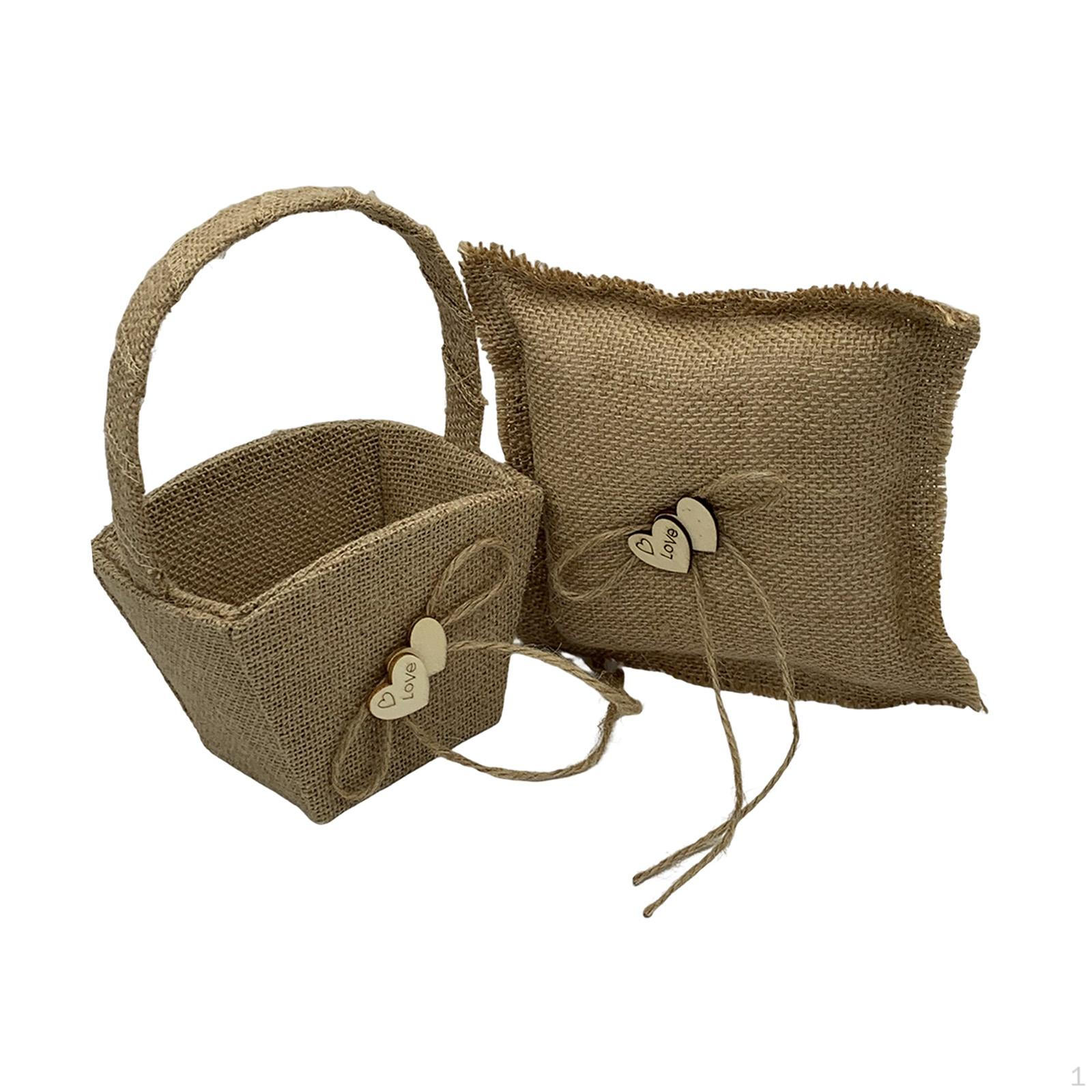 

Wedding Flower Baskets and Pillow, Basket rings Pillow Set for Anniversary Decoration Event