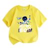 Kids Boys Girls Crew Neck Short Sleeve 100% Cotton T-Shirt, Cute Space Robot Game Character Print Casual Tees for Daily Wear Breathable Soft Tops for