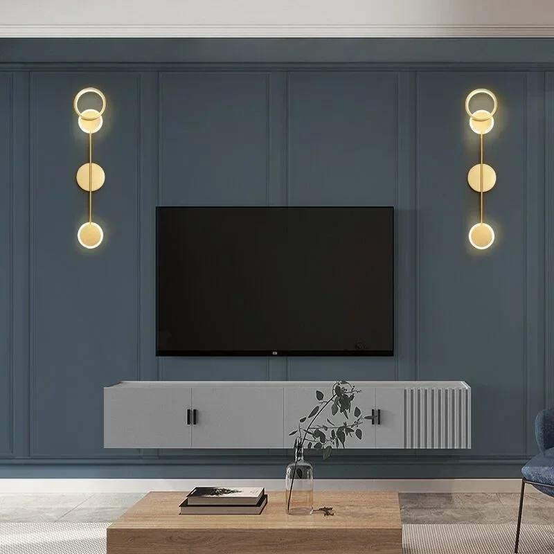Modern Wall Sconce Light Fixture Indoor Lighting Bedside Lamp Led Home Decor Corridor Bedroom Living Room Acrylic Art Round Gold
