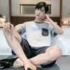 Men Pajamas Set Summer Short-sleeves Sleepwear Casual Cotton Sleepwear  Men Nightwear Shorts Pyjama Homme