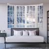 Winter Forest Window Tapestry White Snowflake Snowy Pine Tree Aesthetic Tapestry Nature Scenery Landscape Christmas Tapestries