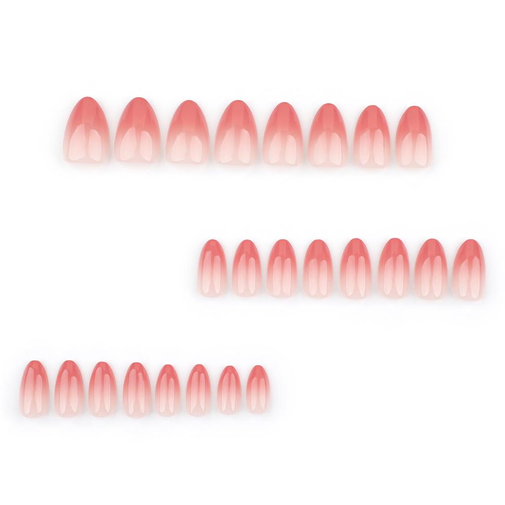 Blush Gradient French Manicure: Reusable Short Pointed False Nails