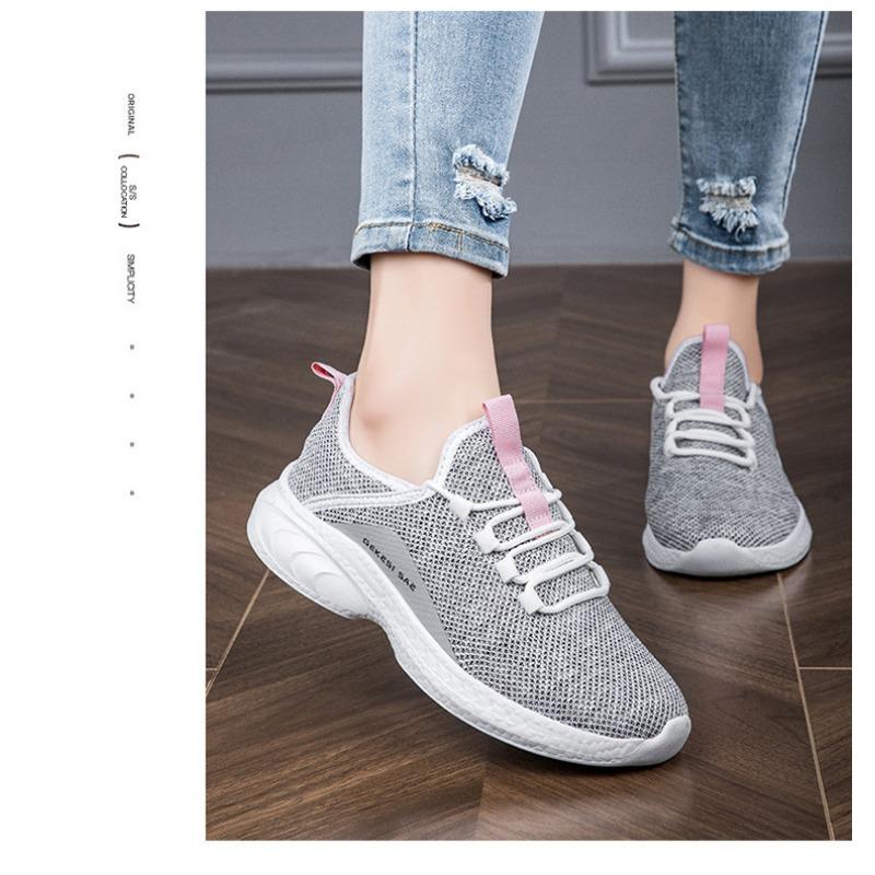 Spring New Travel Shoes Running Shoes Women's Flying Woven Breathable Sports Fitness Lightweight Casual Shoes