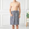 Men Bath Towel Absorbent Quick Dry Bath Wrap Towel with Secure Buckle And Pocket for Gym Spa Sauna Shower
