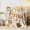 Cute Cartoon Cats and Suns Pattern Print Blanket Soft and Cozy Perfect for the Living Room Bed Sofa or a Nap,gift