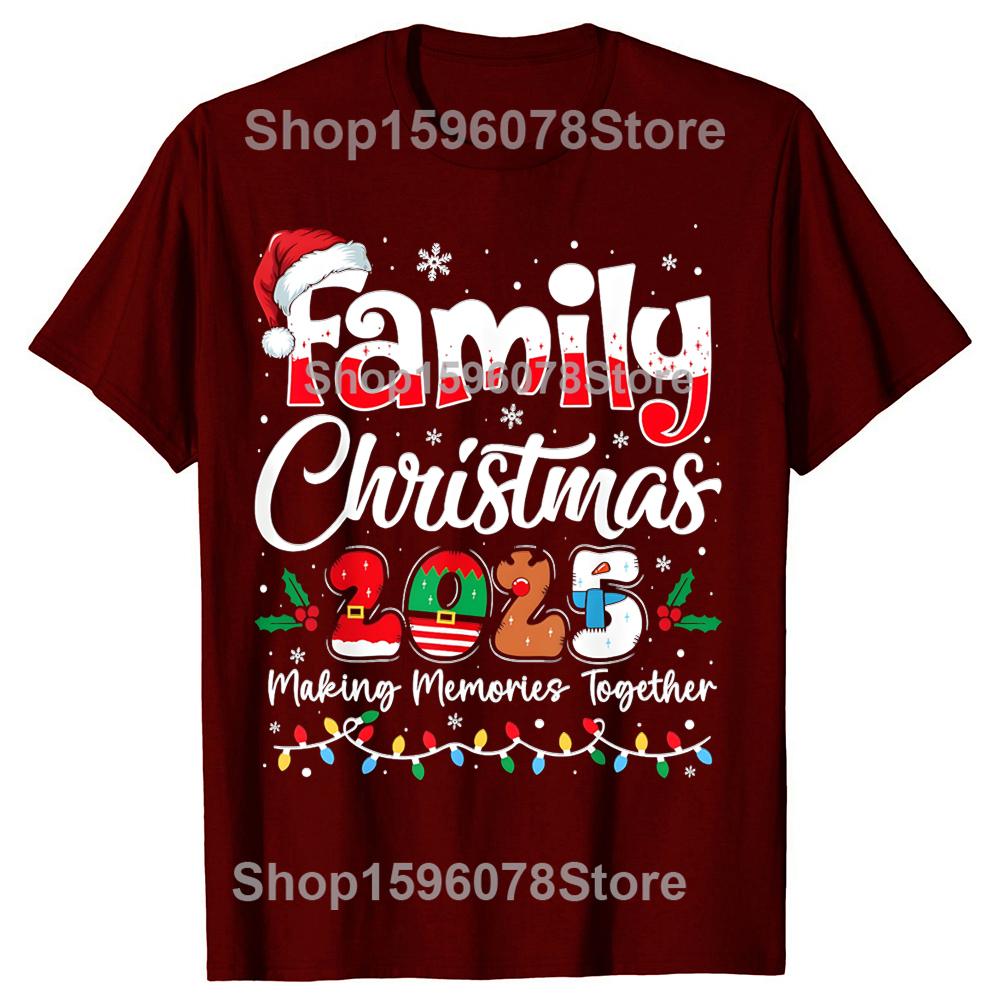 Family Christmas 2025 Matching Xmas Squad Santa T-shirts Men Women's Fashion Casual Tshirt 100% Cotton Loose Oversized