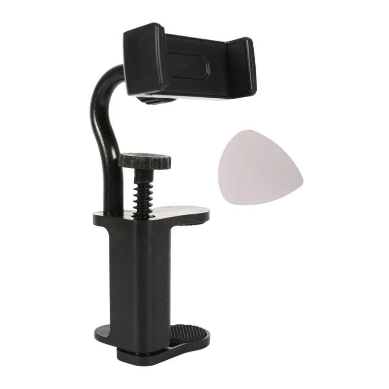 Clip On Guitar Phone Mount Includes Random Color Picks Light weight Durability Plastic for Performers 1 чёрный