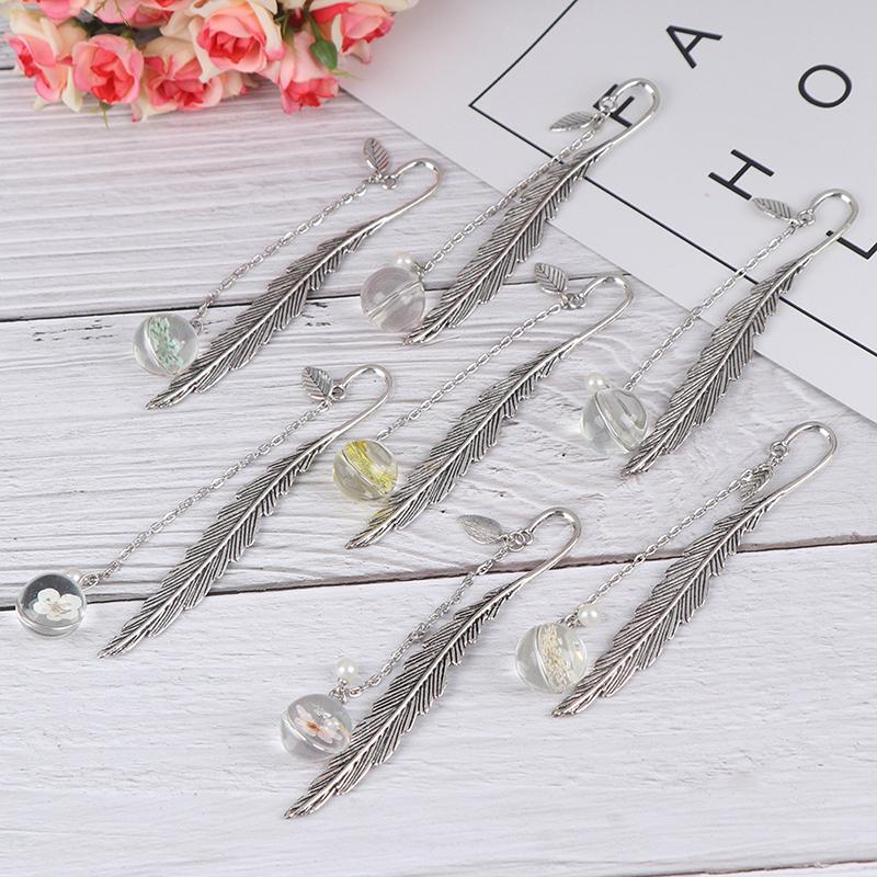 Flower Specimens Bookmark Pendant Metal Book Mark School Office Supply