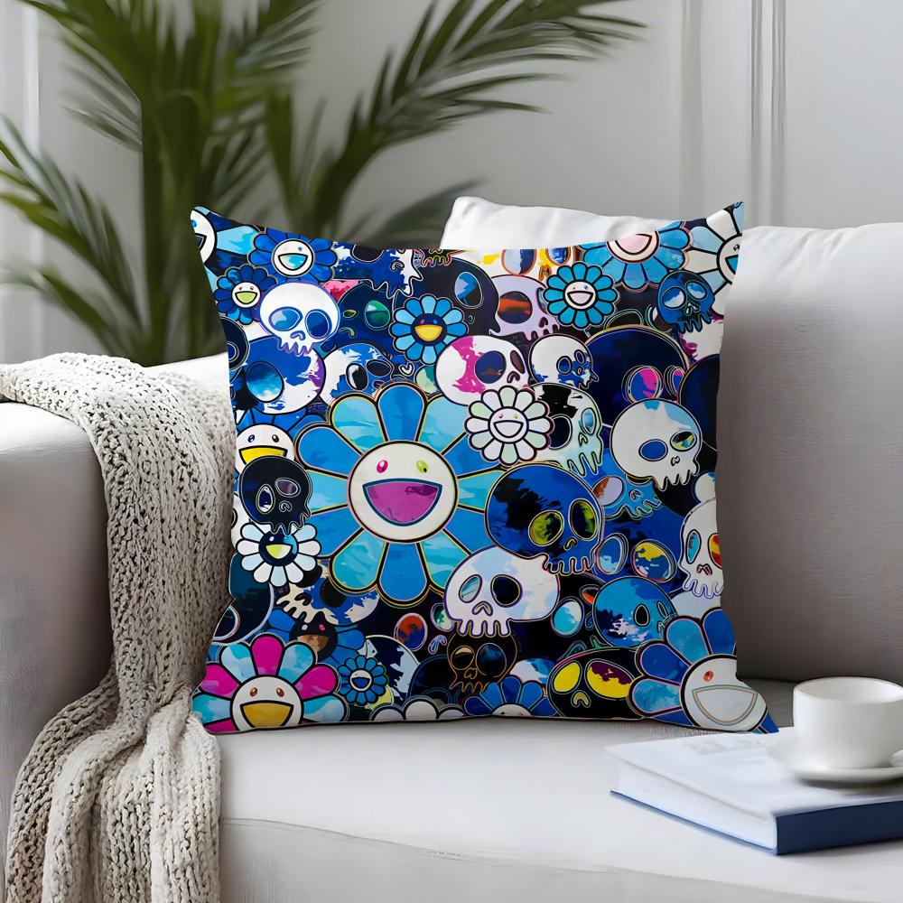 Brand TTakashi MMurakami Cushion Cover Plush Fabric Soft DoubleSided Printed Sofa Warm Winter Home Child Gift Pillow Case
