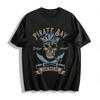 Vintage Pirate Bay Skull Print Tee Caribbean Tortuga Island Themed Top Pure Cotton T-shirt