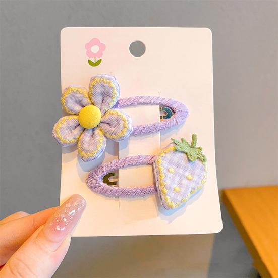 Hairpin Handmade Fabric Flowers Strawberry Embroidery Decor Soft Wrapped BB Clip Kids Pastoral Style Anti-Slip Hair Accessories