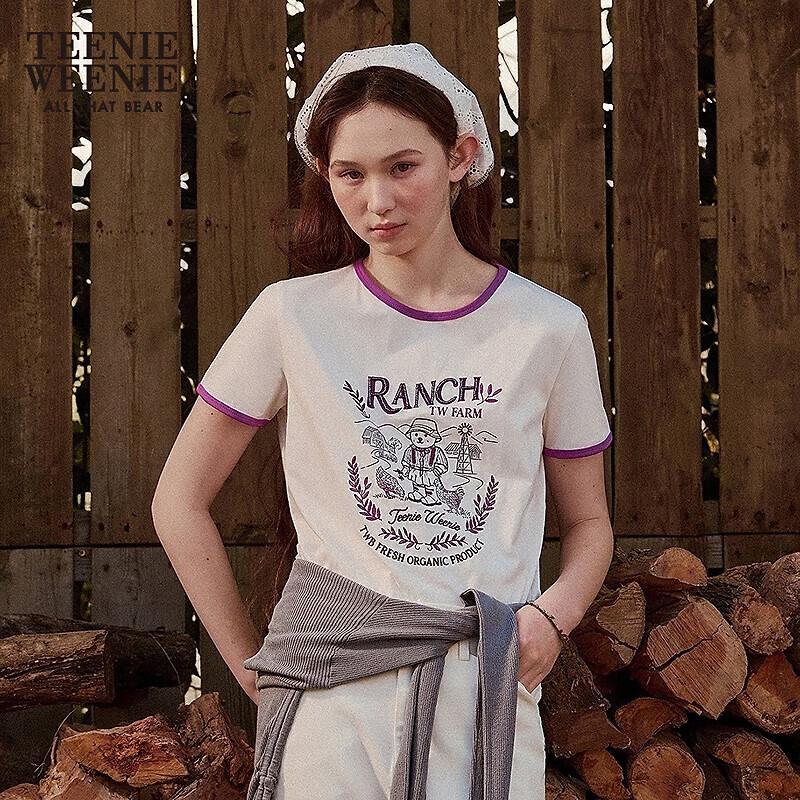 Teenie Weenie Women s Bear Graphic Color-block Short Sleeve T-Shirt S
