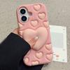 Pink 3D Love Heart Stand Holder Decompression Case For For Iphone 16 1 13 14 12 Pro Max Soft Silicone Phone Cover