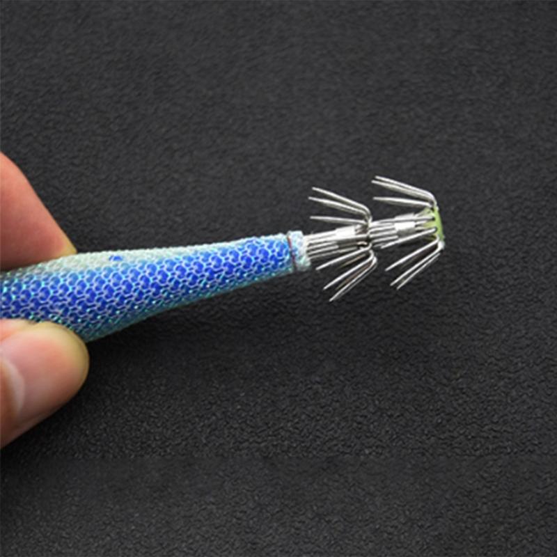 5pcs Squid Jig Hooks Glow Blowing Tube Fishing Hook Artificial Luminous Squid Sleeve Lures Hook Squid Catcher Hard Baits