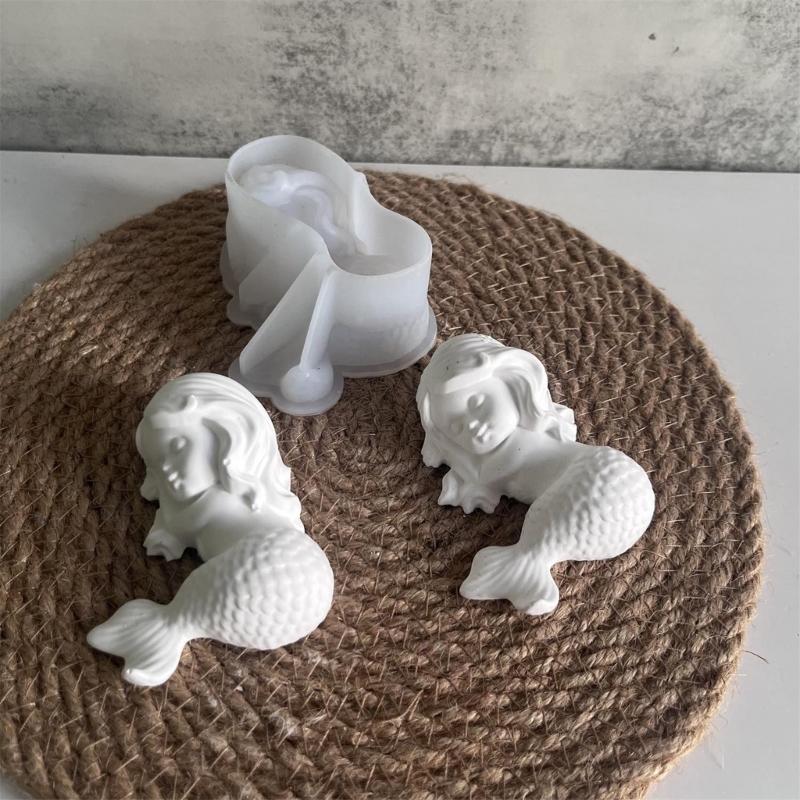 Mehrzweck Entzückende 3D Meerjungfrauen Robuste Silikonform Tragbar für Resin-Handwerk und Gipsfiguren Heimdekoration