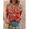 Maglietta da donna, maglietta estiva con scollo a V per donna, moda quotidiana, manica corta, casual, stampa 3D, abbigliamento femminile