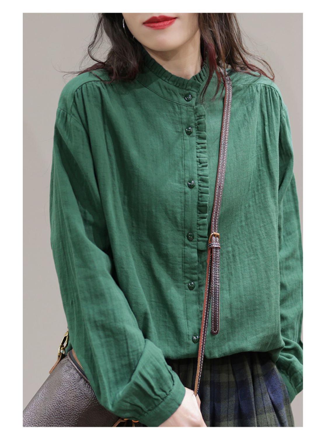 

Женские летние кружевные блузки – элегантные, свободные, с длинными рукавами, больших размеров XL (120-135 jin) зелёный