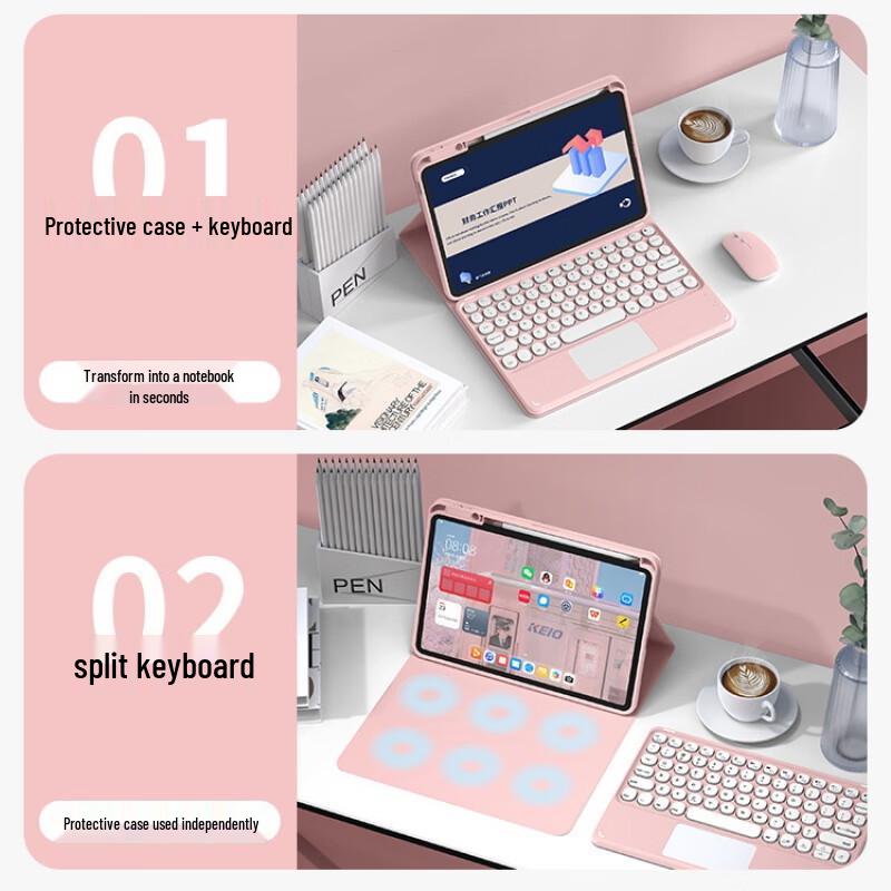 Xiaomi Tablet Hülle mit Bluetooth-Tastatur & Stifthalter - Kompatibel mit 5/6/7 Pro