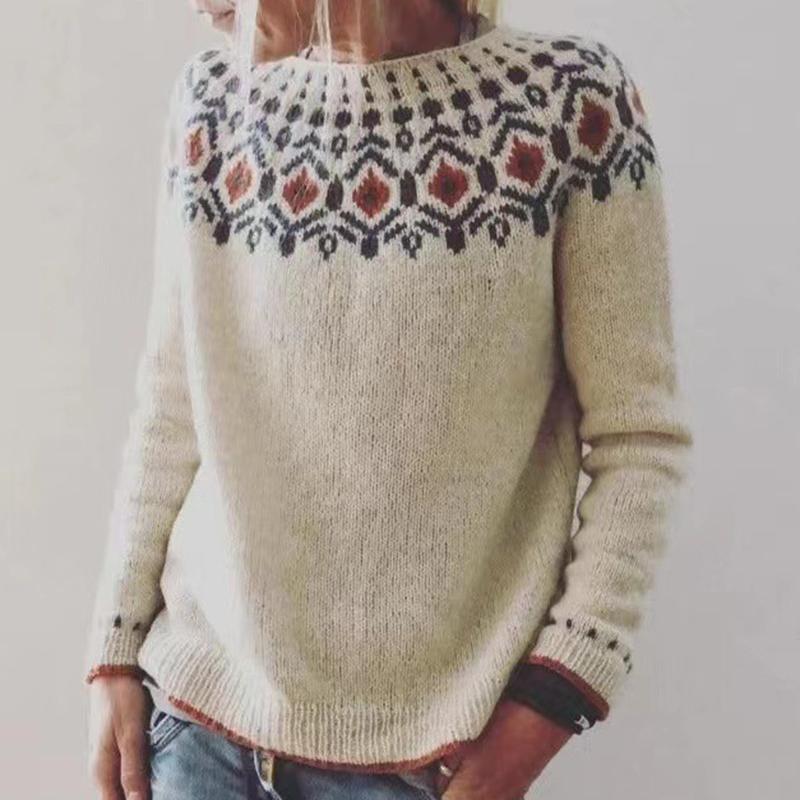 

Нові модні светри з круглим вирізом, великі розміри, жіночі, вільні, модні пуловери, в’язані жіночі светри з вінтажним принтом, повсякденні трикотажні джемпери 24605 5XL