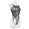 European and American Sexy Mesh See-Through Backless Suspender Bodysuit