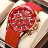 LIGE Neue Mode Herrenuhren Top Marke Luxus Quarz Armbanduhr Mann Sport Rotes Silikon Armbanduhr für Herren Reloj Hombre Chronograph