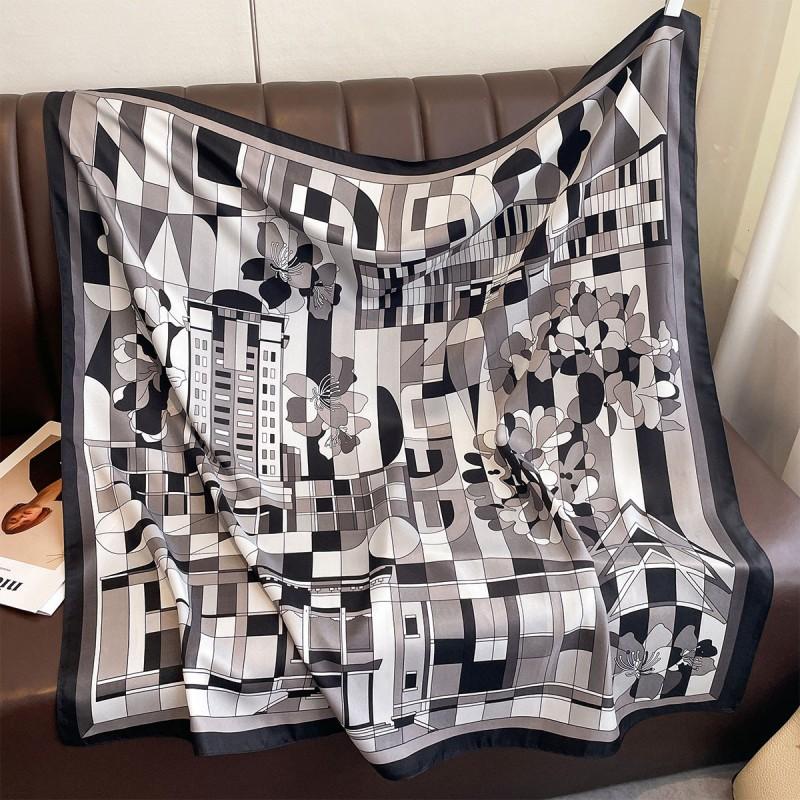 Lightweight 90x90cm Square Scarf Women Navy Style Sun Protection Silk-Like Feel Wear Chic Versatile Accessory