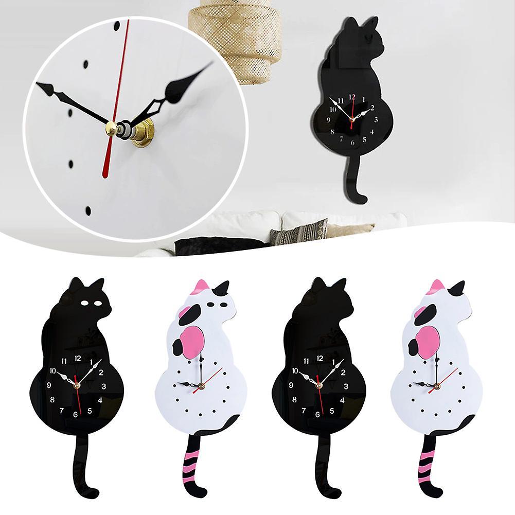 Nordic Cat Wagging Tail Wall Clock Stylish Durable Wall Hangings Clocks for Living Room