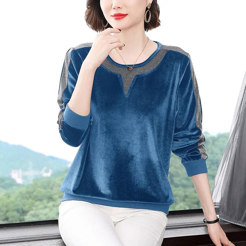 Sweatshirt for Women Autumn Winter Oversized Round Neck Cotton Long Sleeved Shirt Loose Casual Pullover Sweatshirt