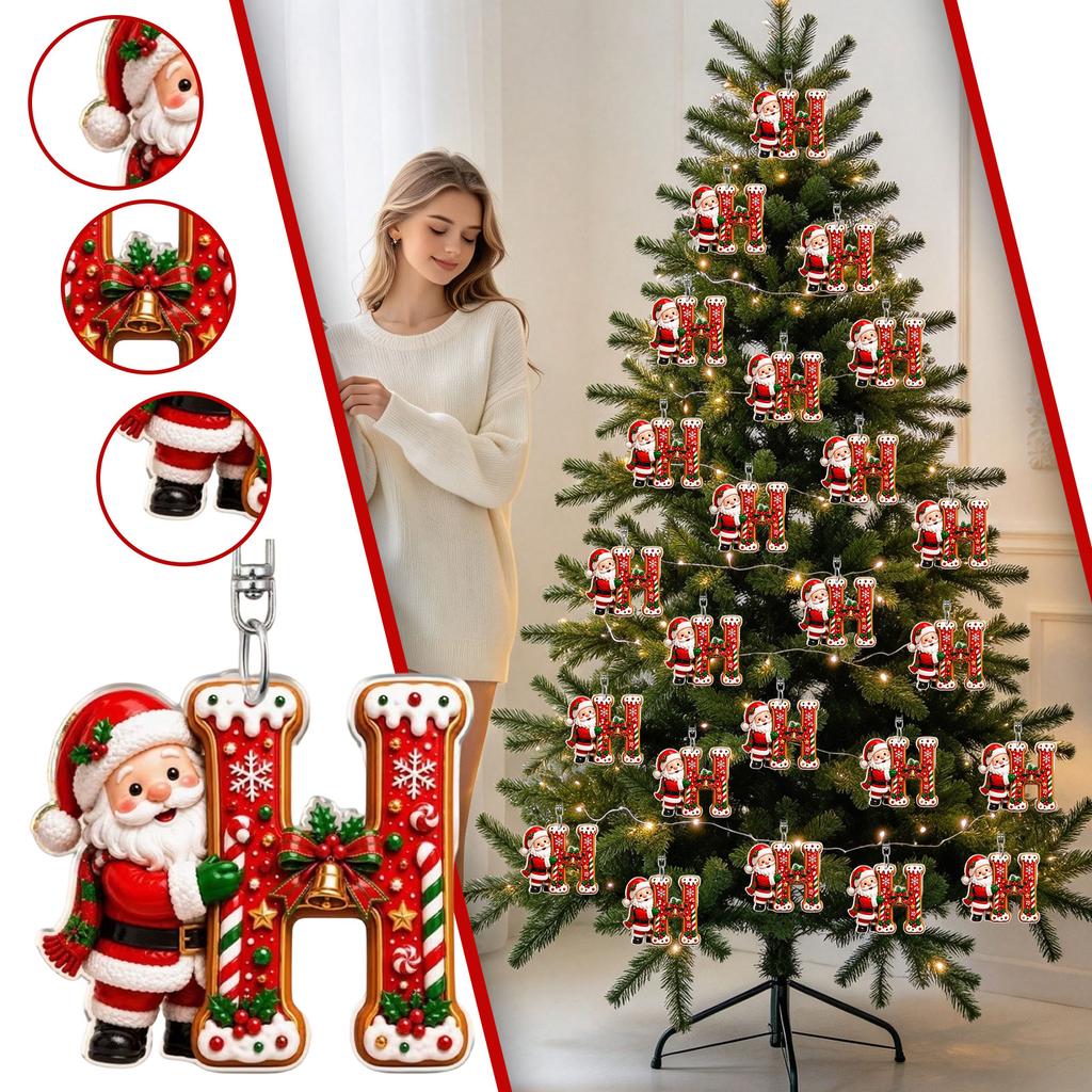 26 Letter Christmas Ornaments Set, 2D Hanging Decorations, 0.33 Thick