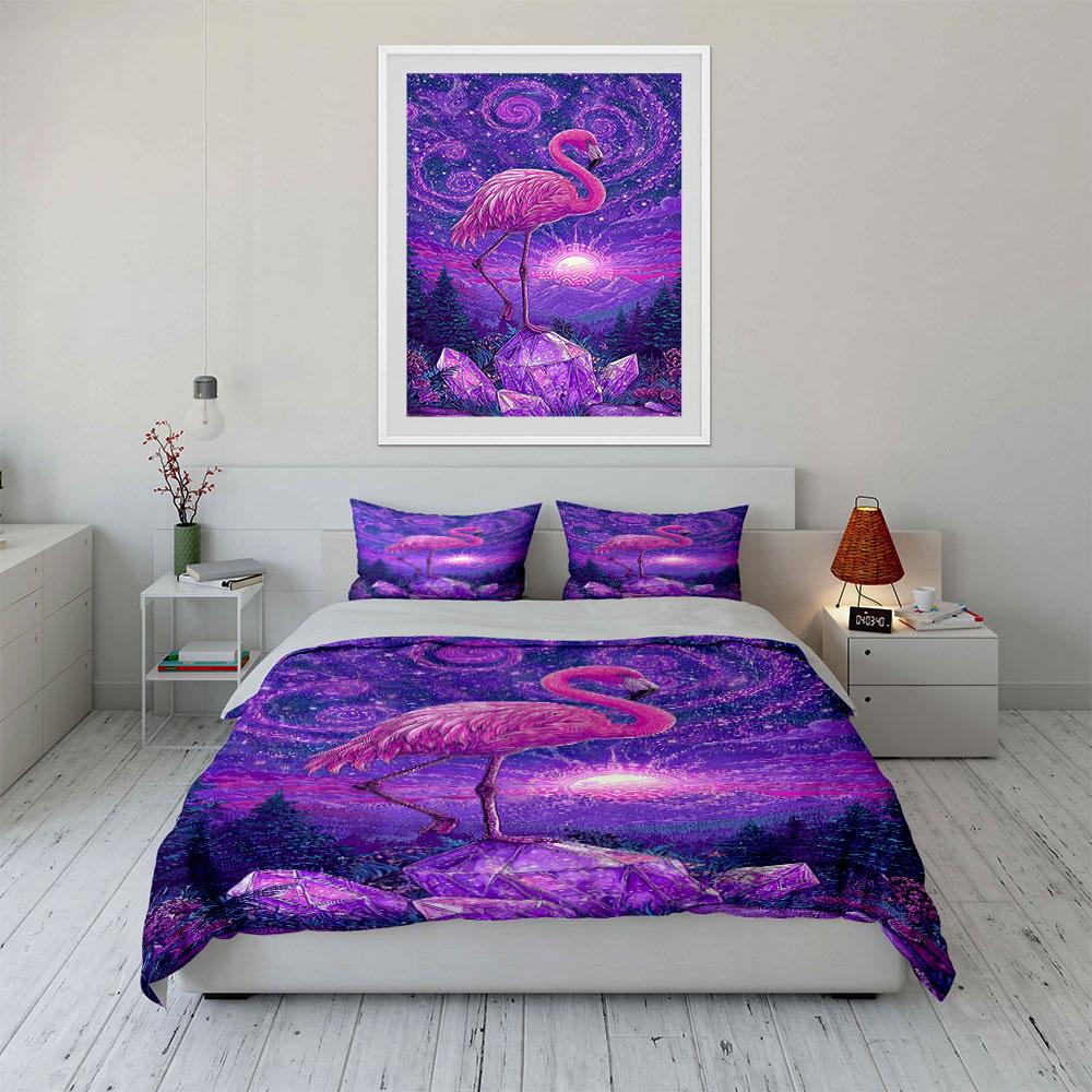 "Celestial flamingo dreamscape" Bedding sets Duvet covers Pillowcases(1* Duvet Cover 2* Pillowcases without duvet insert)
