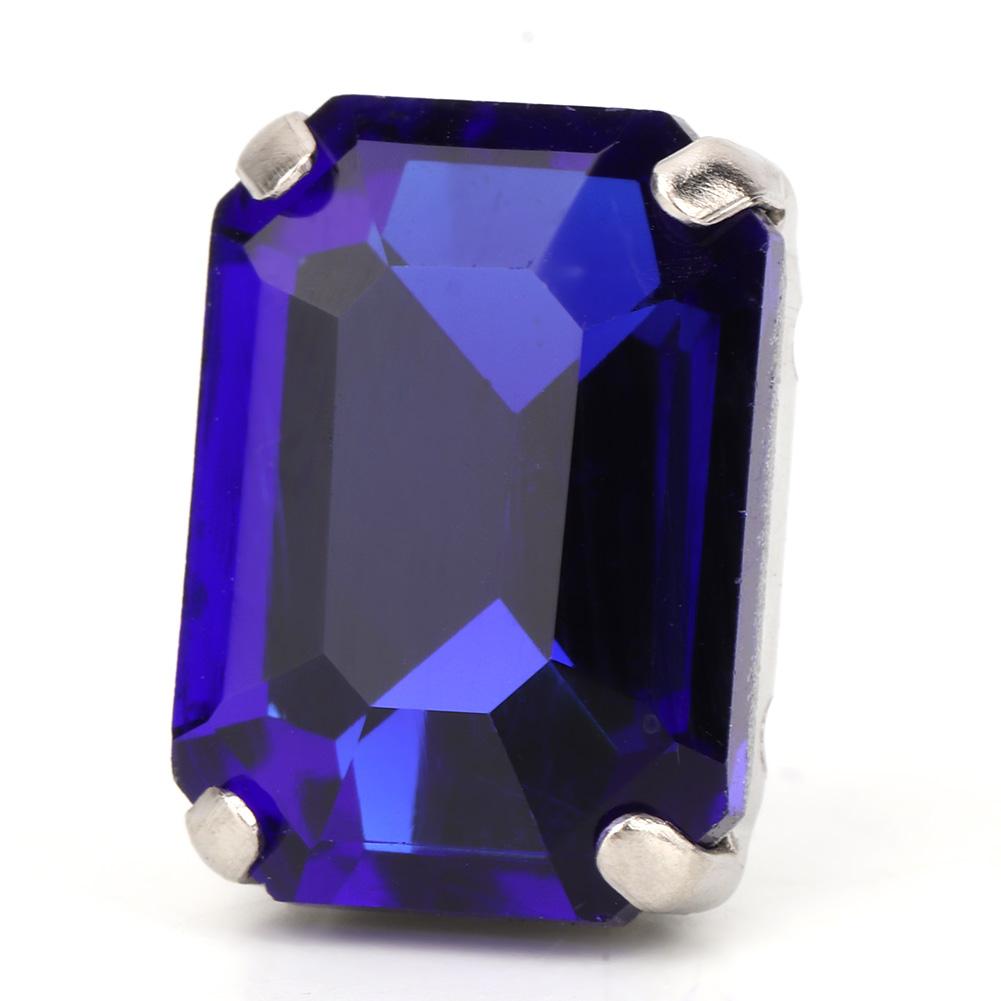 10pcs Rectangle Sewing Rhinestones Glass Crystal Claw DIY Clothing Accessories (Blue)