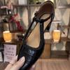 Women's Textured T Strap Heeled Sandals Ankle Buckle Woven Casual Versatile Shoes